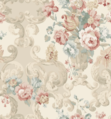 Mulberry FLORAL ROCOCO LOVAT/RED Wallpaper