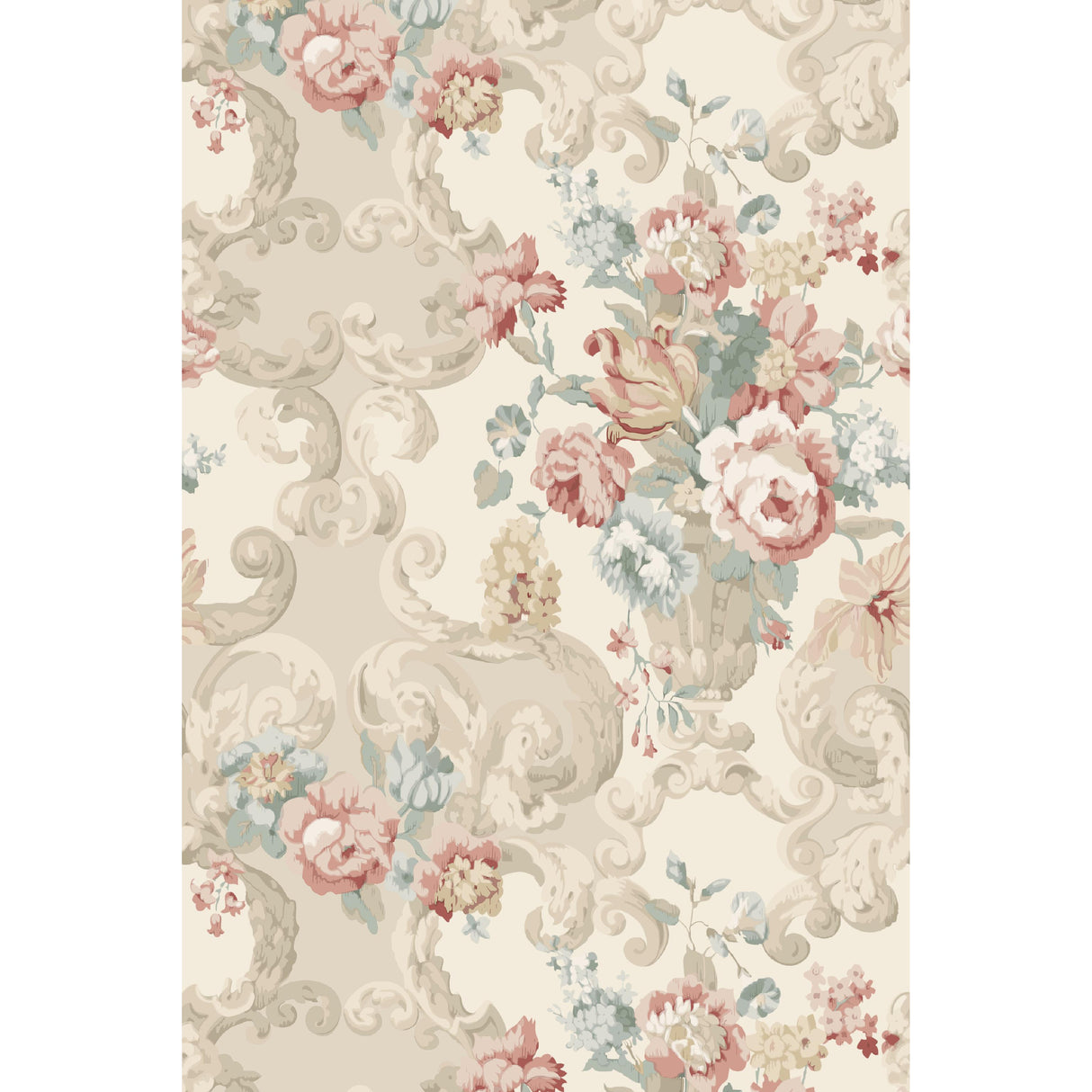 Mulberry FLORAL ROCOCO LOVAT/RED Wallpaper