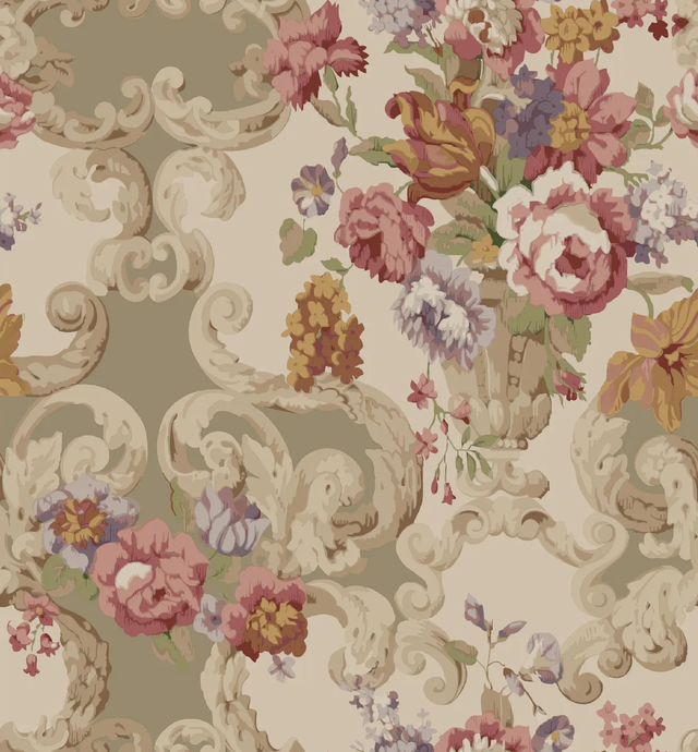 Mulberry FLORAL ROCOCO RED/PLUM Wallpaper