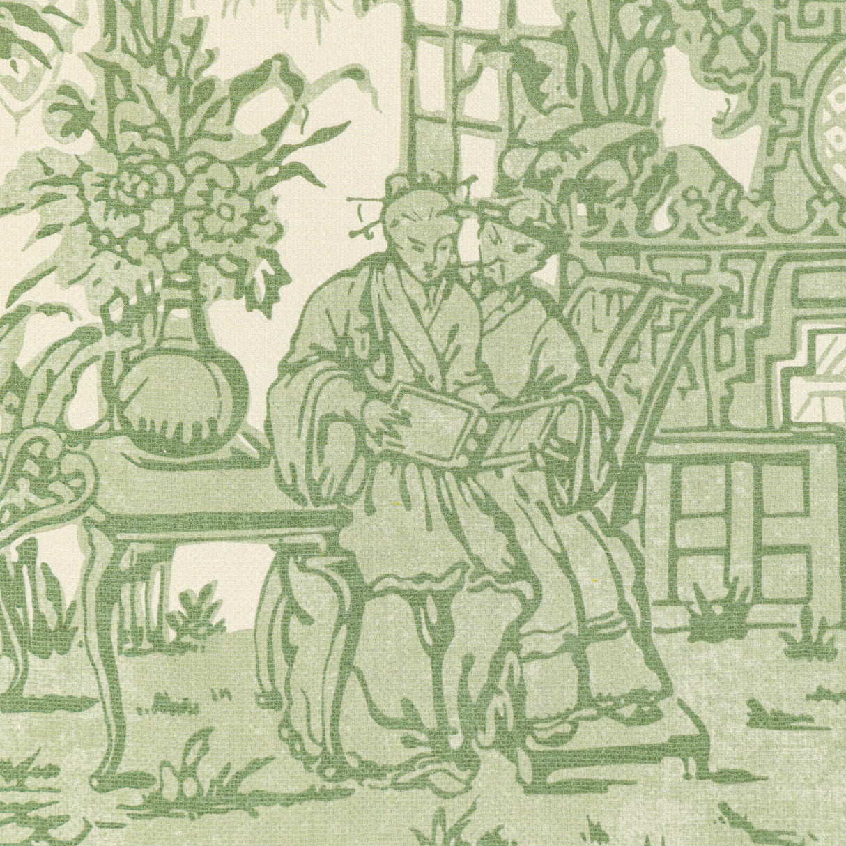 Lee Jofa PAGODA TOILE PAPER GREEN Wallpaper