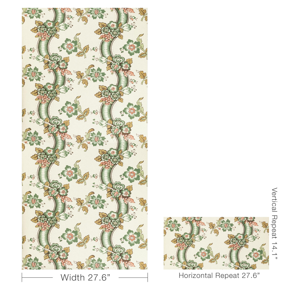 Lee Jofa BENDAY PAPER GREEN/ROSE Wallpaper