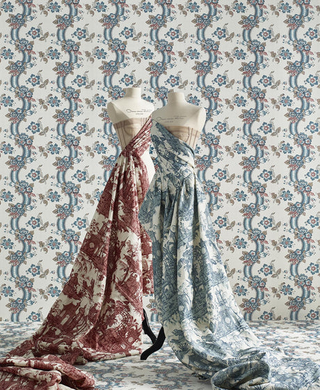 Lee Jofa BENDAY PAPER DENIM/BERRY Wallpaper