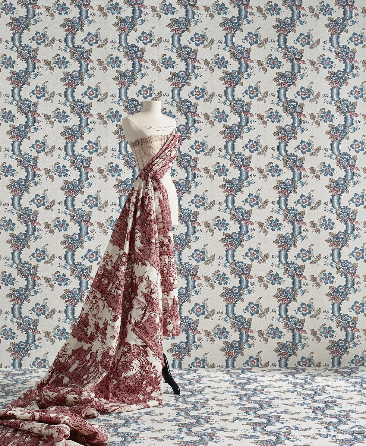 Lee Jofa BENDAY PAPER DENIM/BERRY Wallpaper