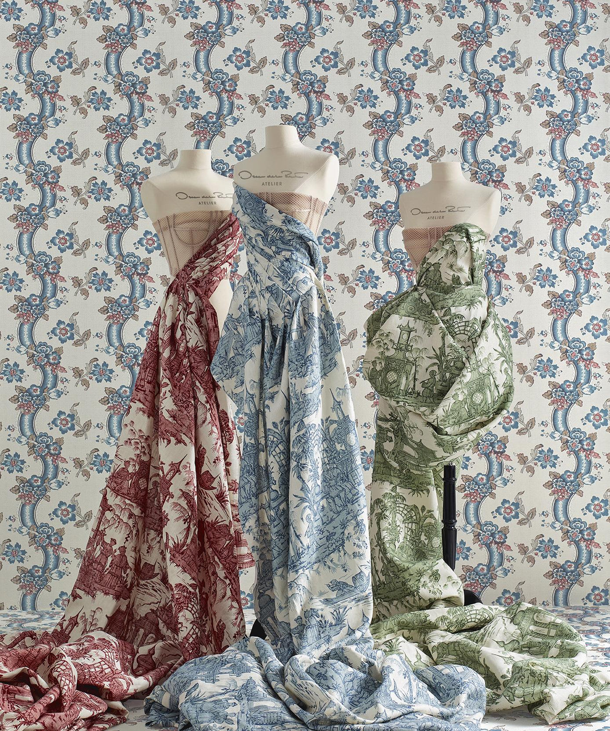 Lee Jofa BENDAY PAPER DENIM/BERRY Wallpaper