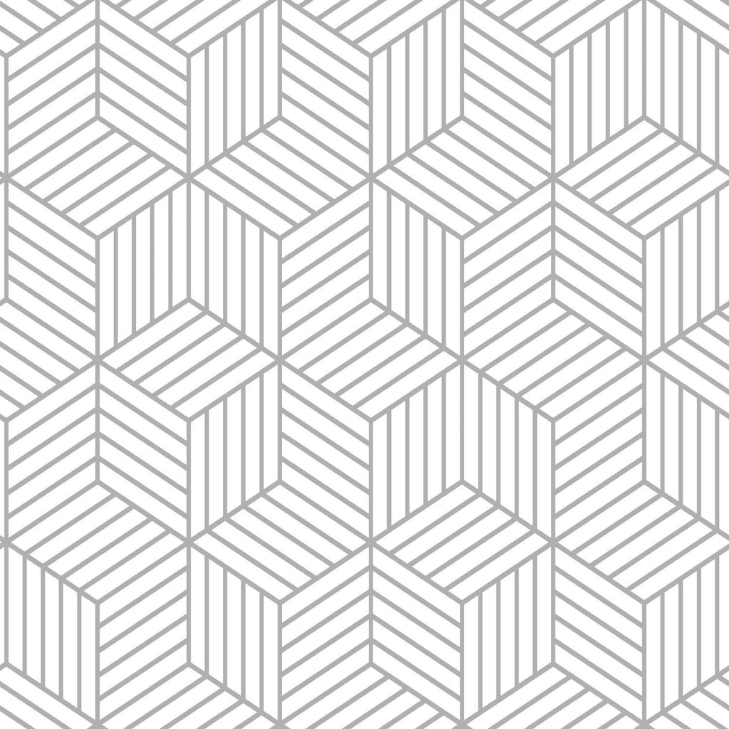 RoomMates Stripped Hexagon Peel & Stick white/gray Wallpaper