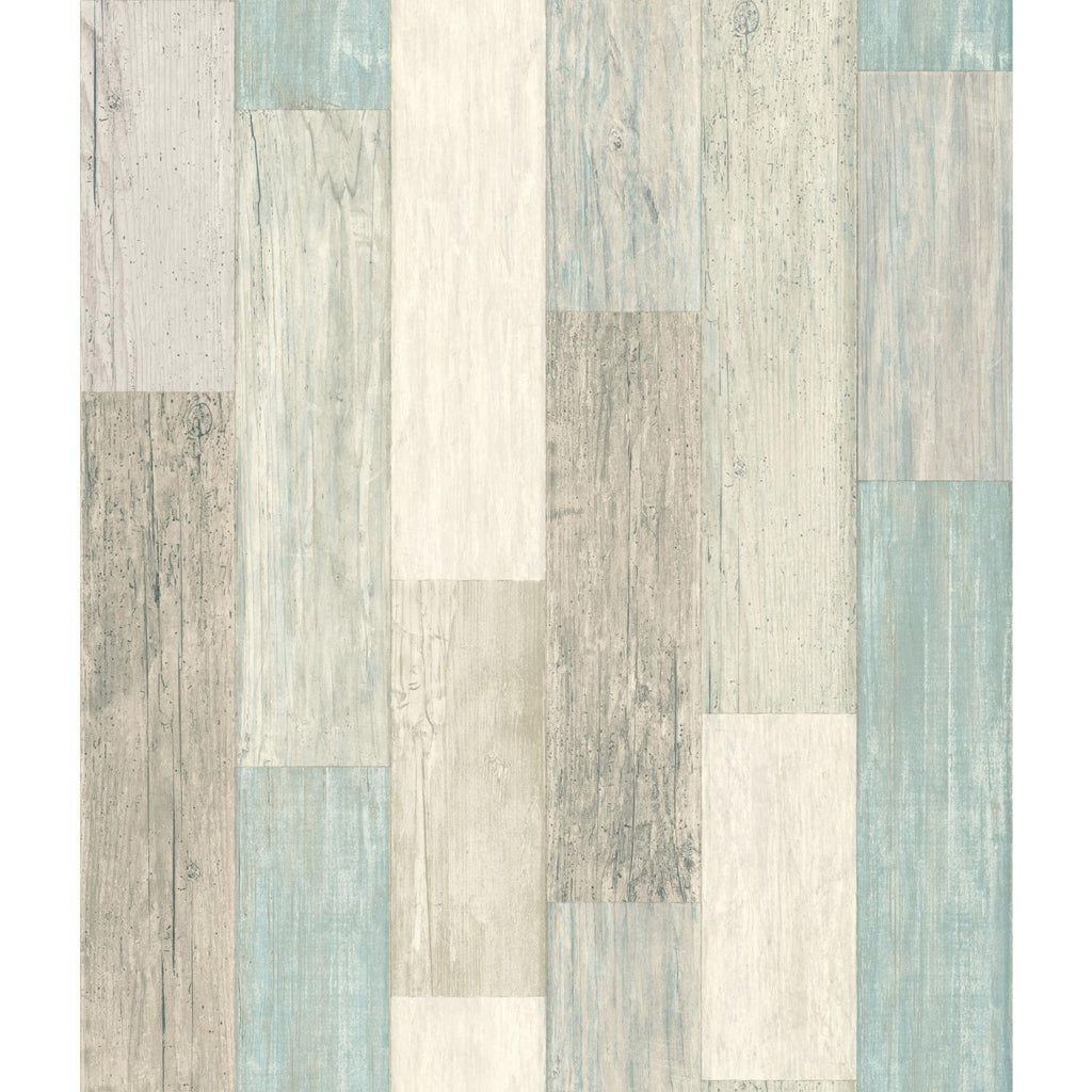RoomMates Coastal Weathered Plank Peel & Stick blue/tan Wallpaper