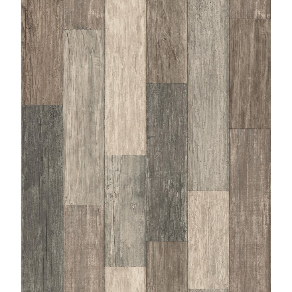 RoomMates Dark Weathered Plank Peel & Stick brown Wallpaper