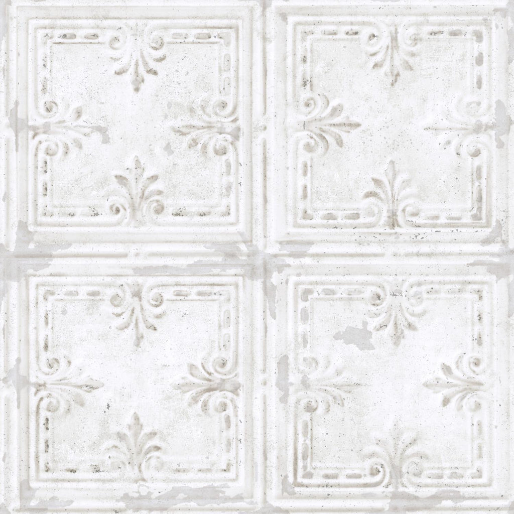 RoomMates Tin Tile Peel & Stick white Wallpaper