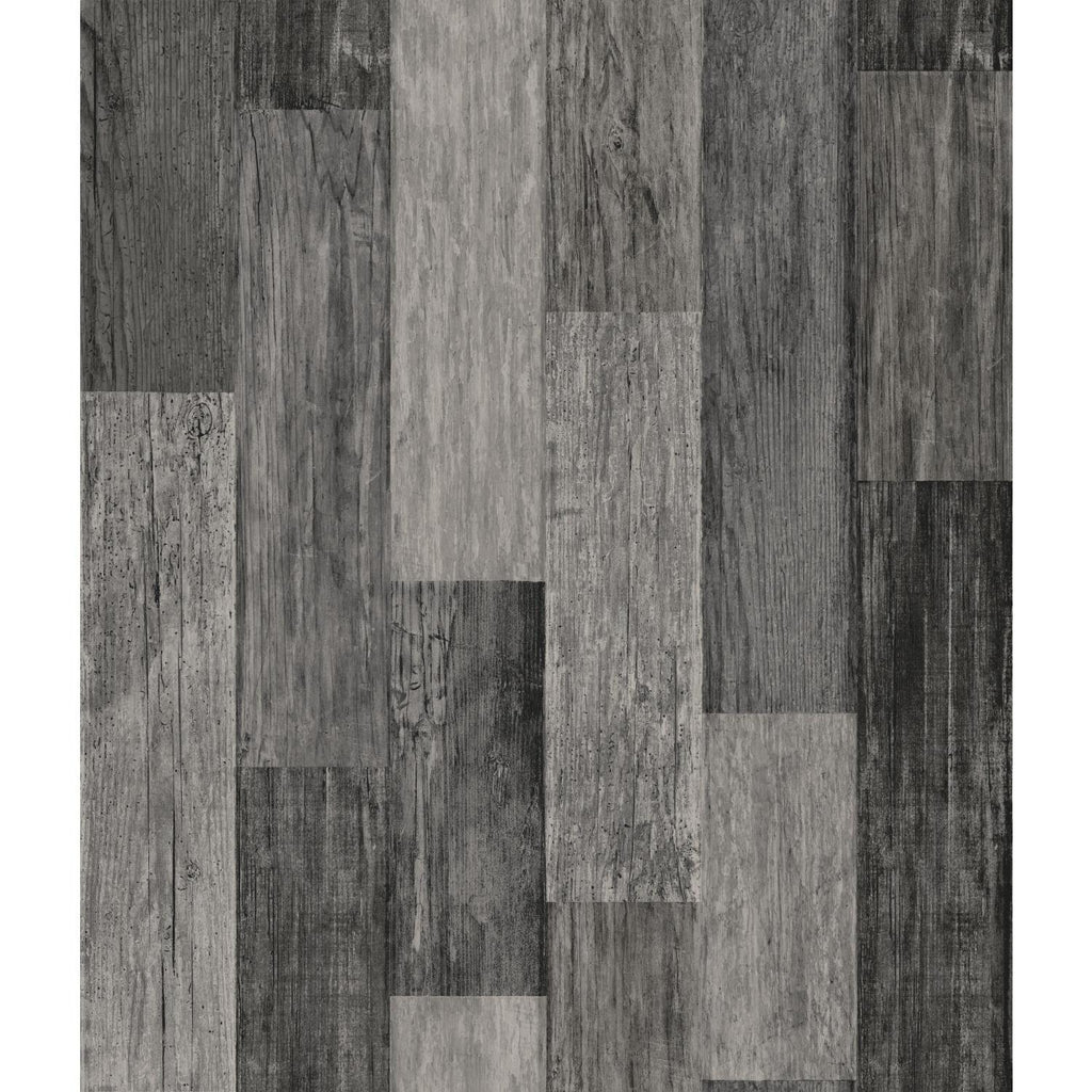 RoomMates Weathered Wood Plank Black Peel & Stick black Wallpaper