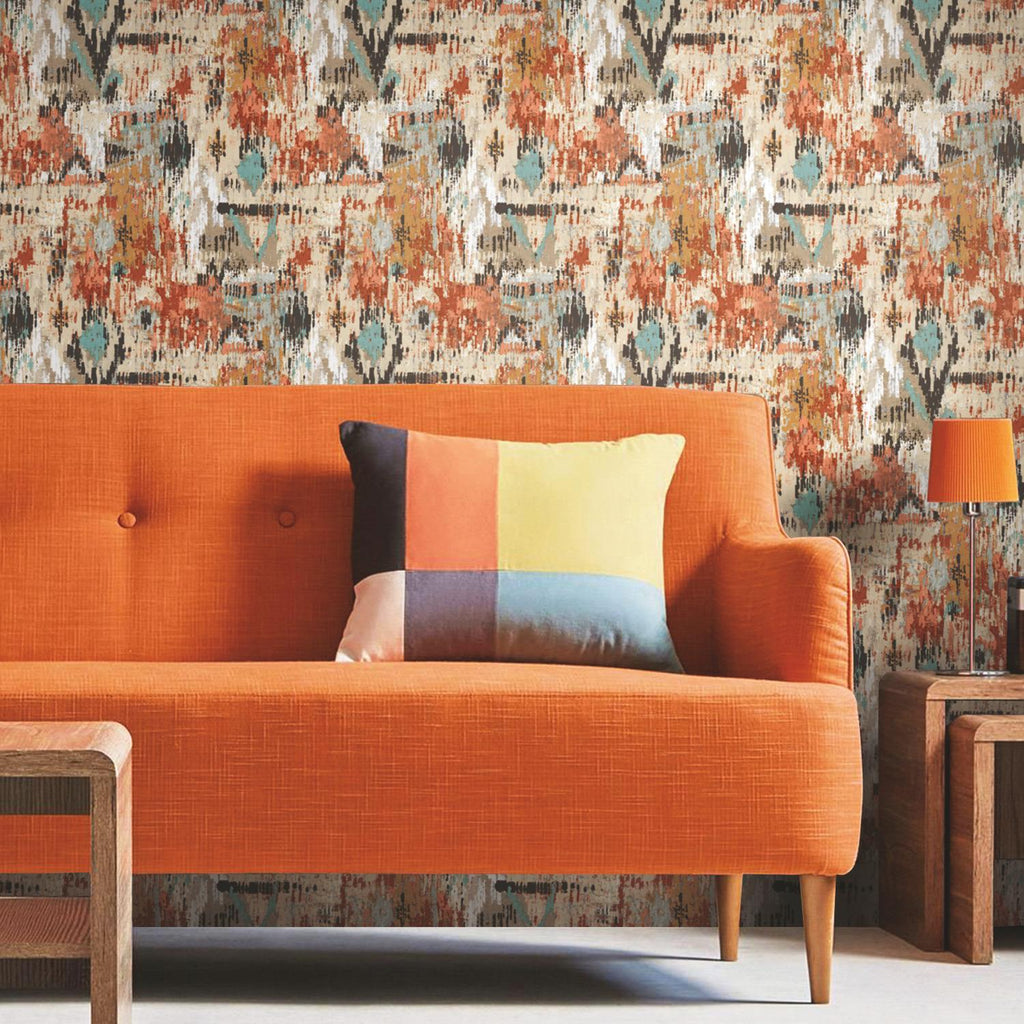 RoomMates Aztec Peel & Stick orange Wallpaper