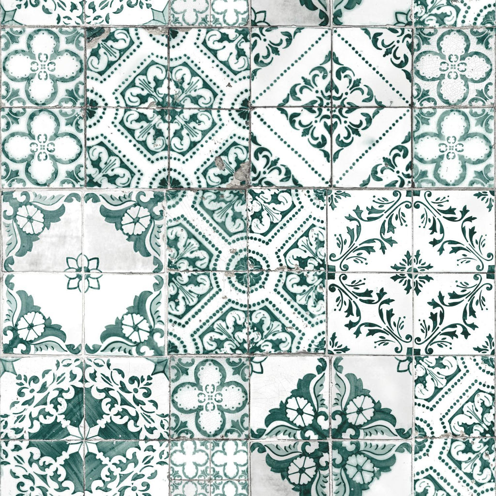 RoomMates Mediterranean Tile Peel & Stick teal Wallpaper