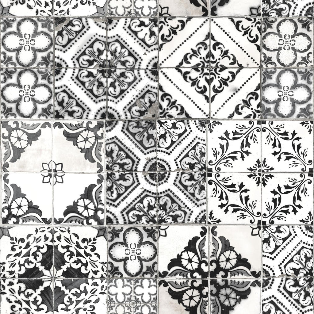 RoomMates Mediterranean Tile Peel & Stick black Wallpaper