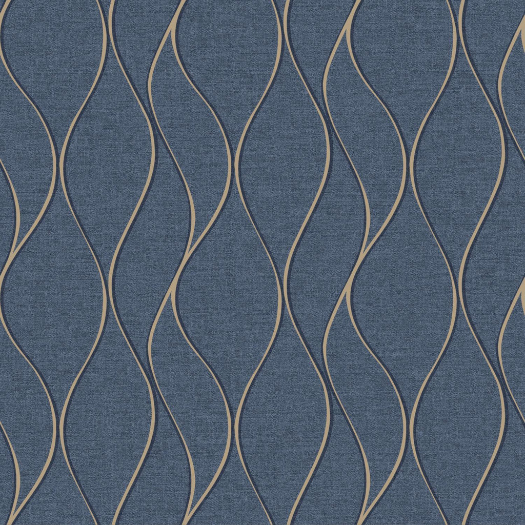 RoomMates Wave Ogee Peel & Stick blue Wallpaper