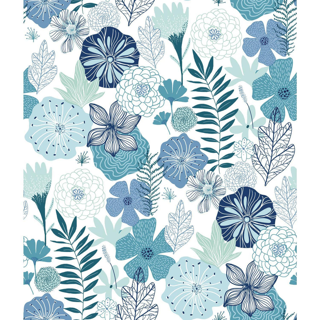 RoomMates Perennial Blooms Peel & Stick blue Wallpaper