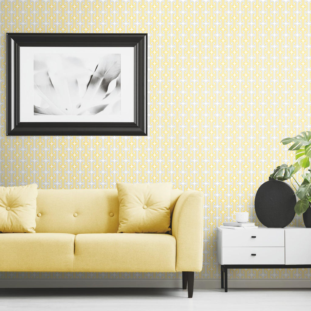 RoomMates Mod Lattice Peel & Stick yellow Wallpaper