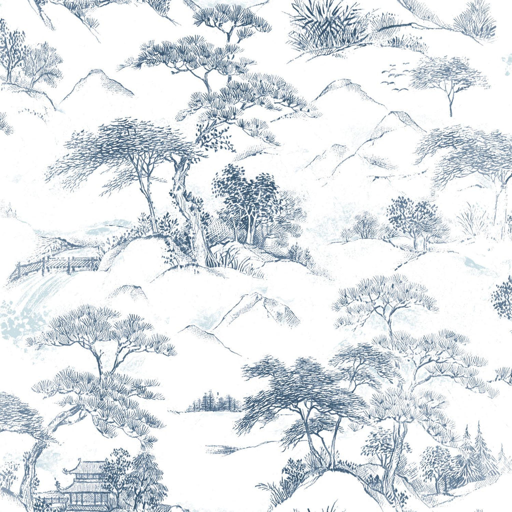 RoomMates Oriental Toile Peel & Stick blue/white Wallpaper