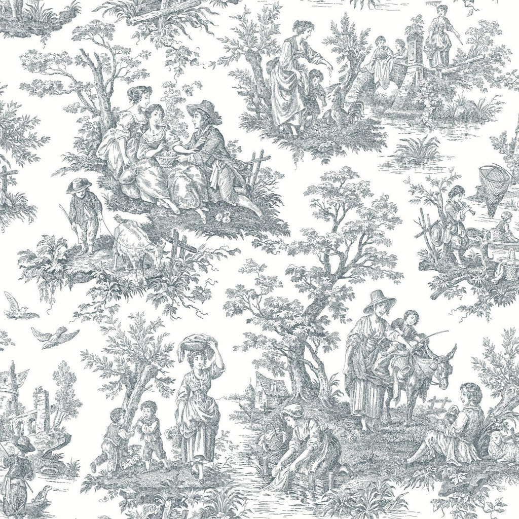 Waverly Country Life Toile Peel & Stick gray Wallpaper