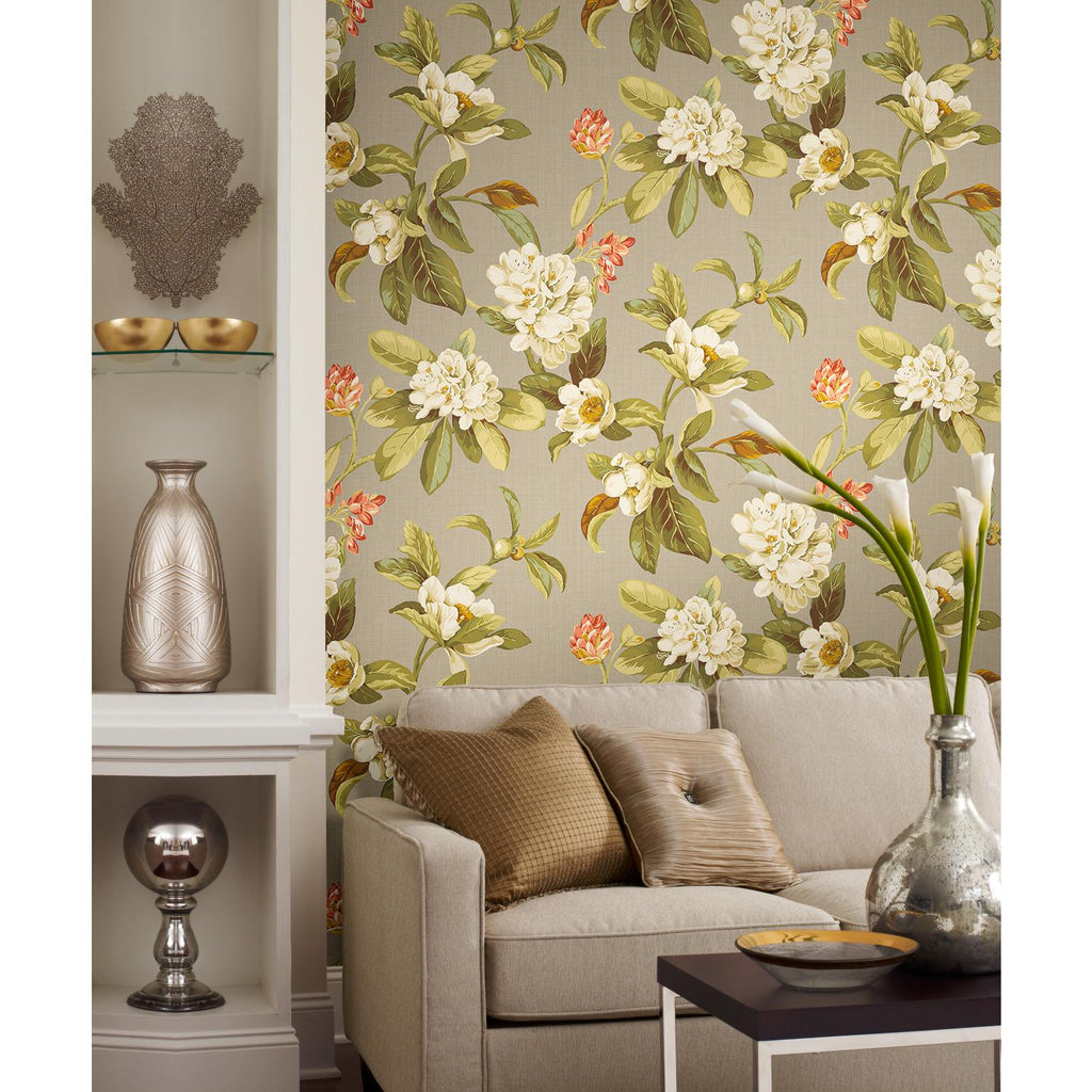 RoomMates Live Artfully Peel & Stick taupe/green Wallpaper