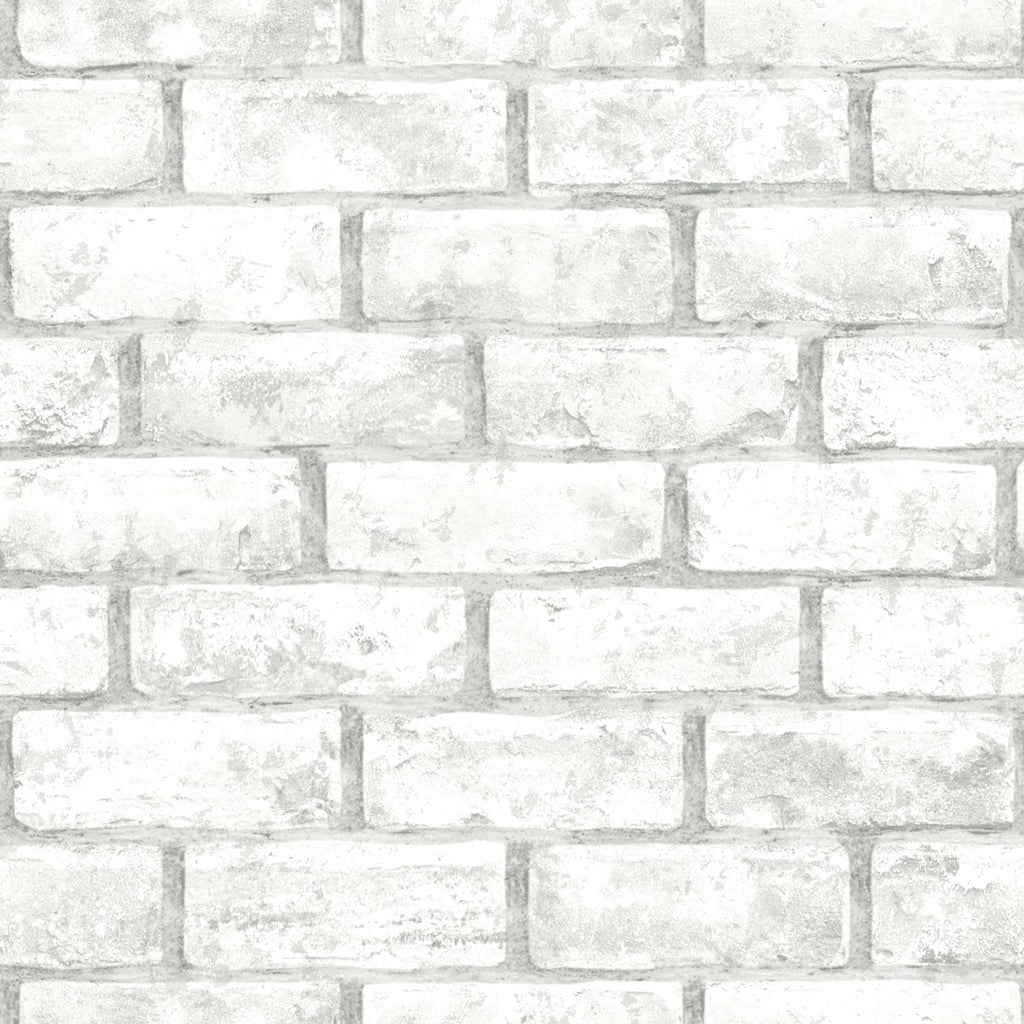 RoomMates Brick Peel & Stick white/taupe Wallpaper