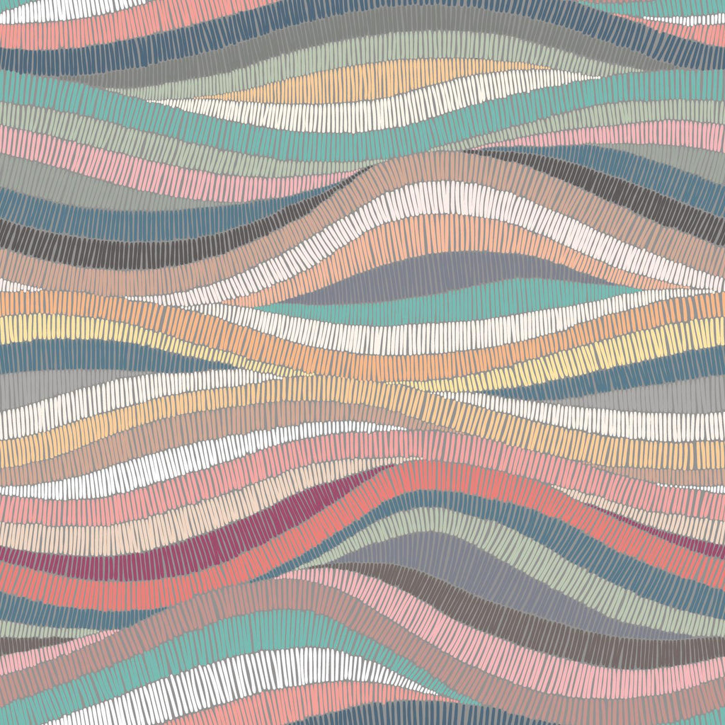 RoomMates Mosaic Waves Peel & Stick pink/teal Wallpaper