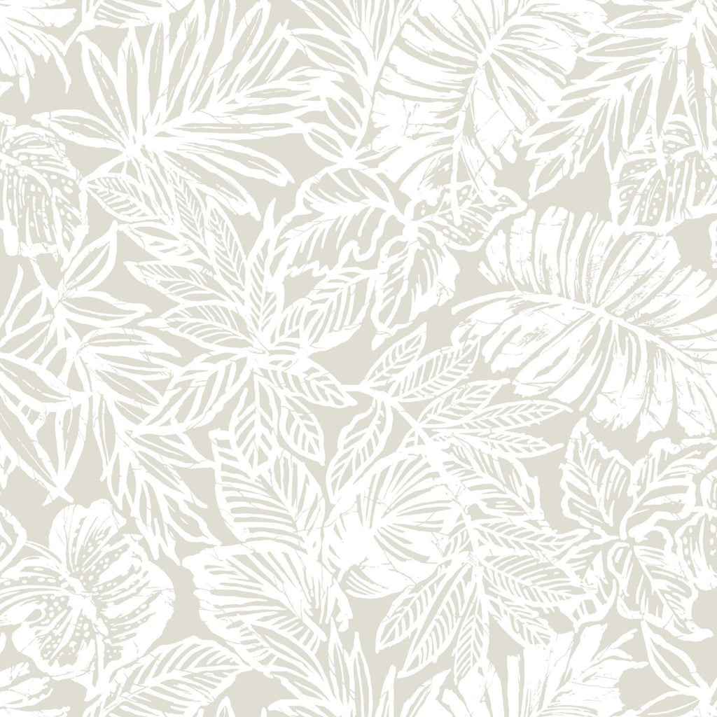 RoomMates Batik Tropical Leaf Peel & Stick beige Wallpaper
