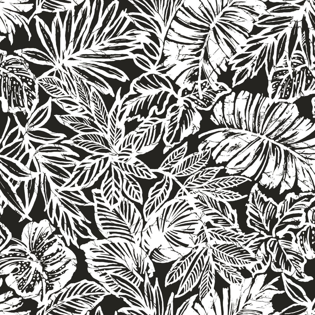 RoomMates Batik Tropical Leaf Peel & Stick black Wallpaper