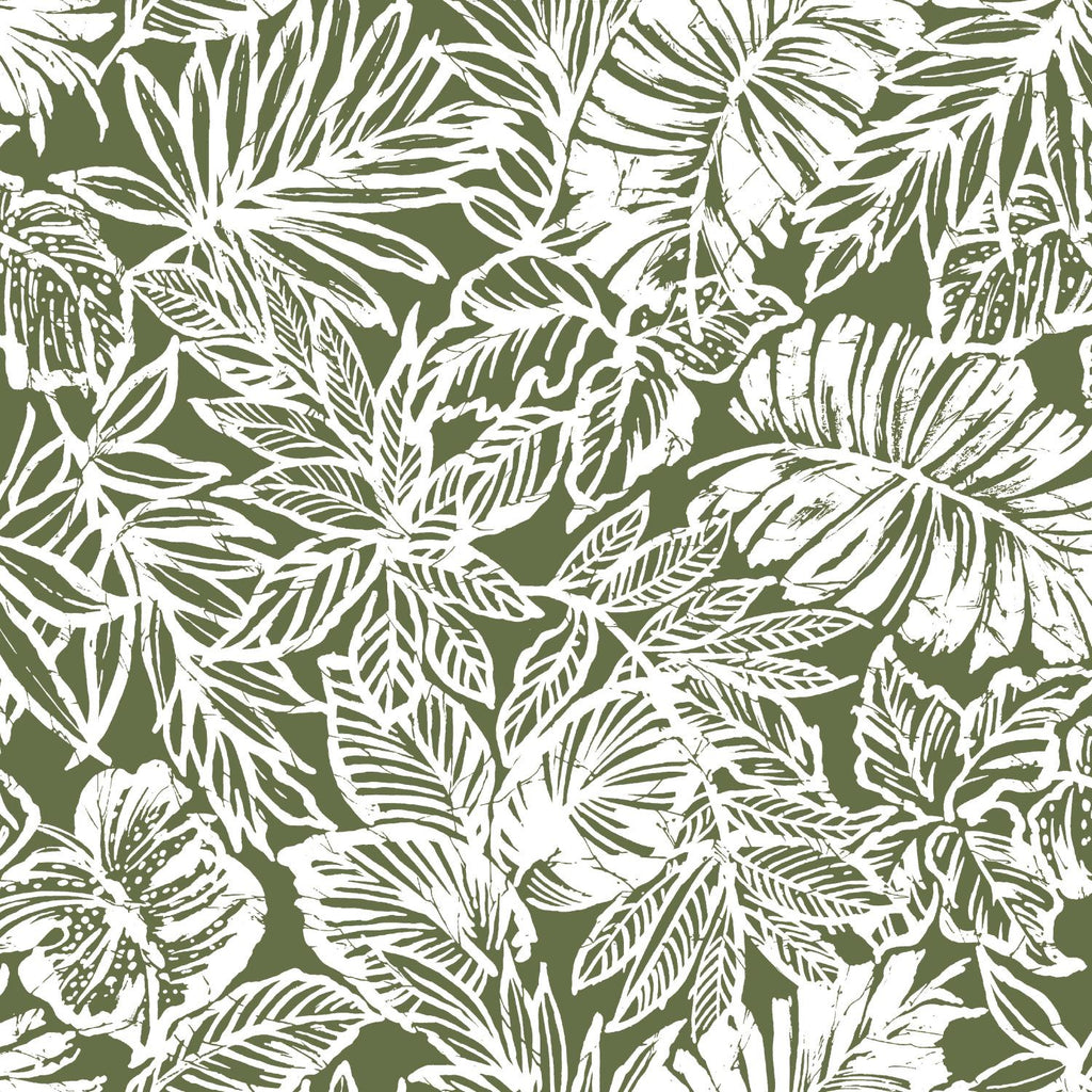 RoomMates Batik Tropical Leaf Peel & Stick green Wallpaper