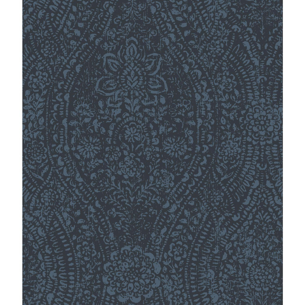 RoomMates Ornate Ogee Peel & Stick blue Wallpaper