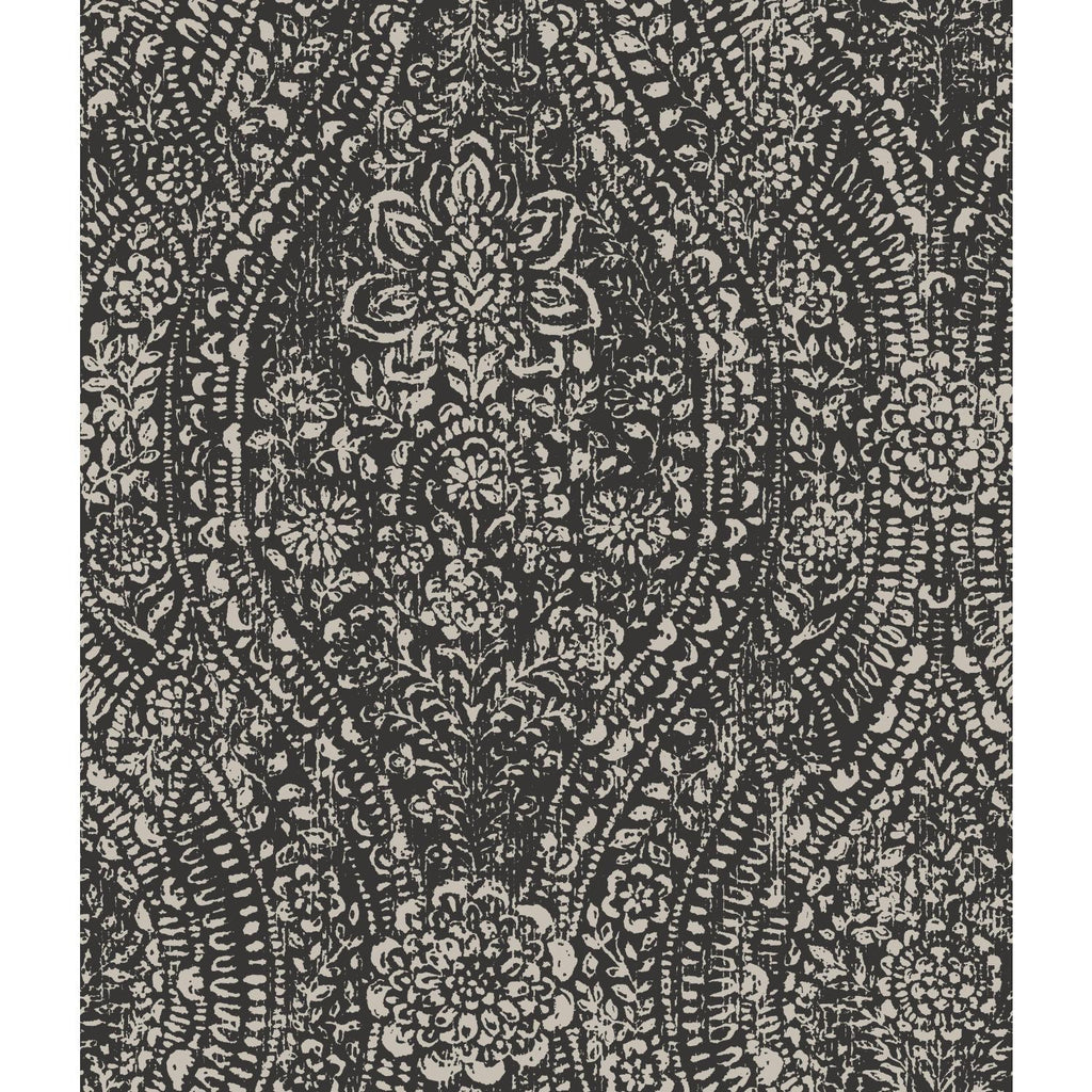 RoomMates Ornate Ogee Peel & Stick black/taupe Wallpaper