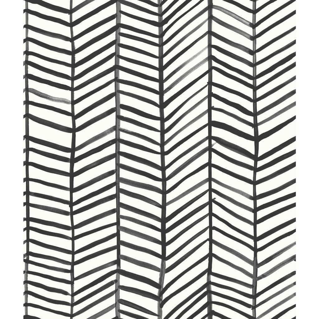 RoomMates Cat Coquillette Herringbone Peel & Stick black/white Wallpaper