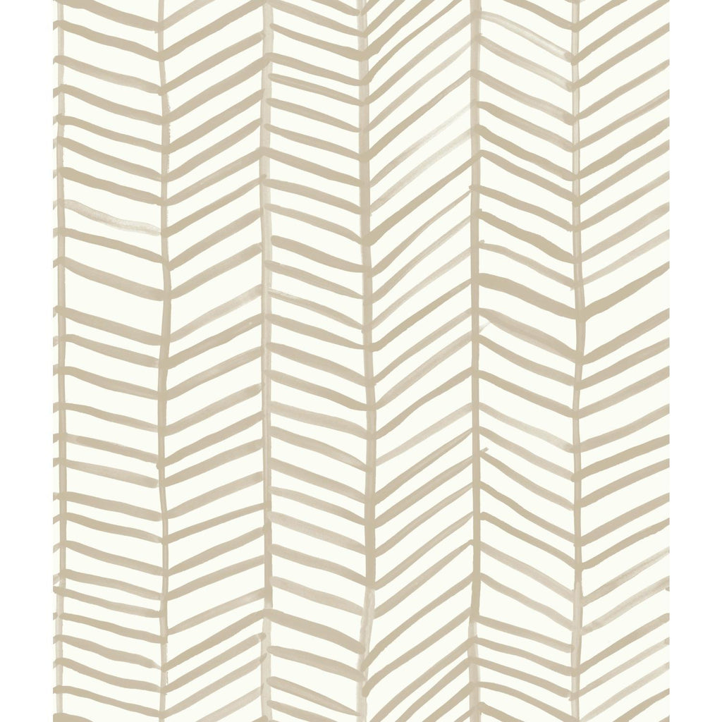 RoomMates Cat Coquillette Herringbone Peel & Stick tan/white Wallpaper