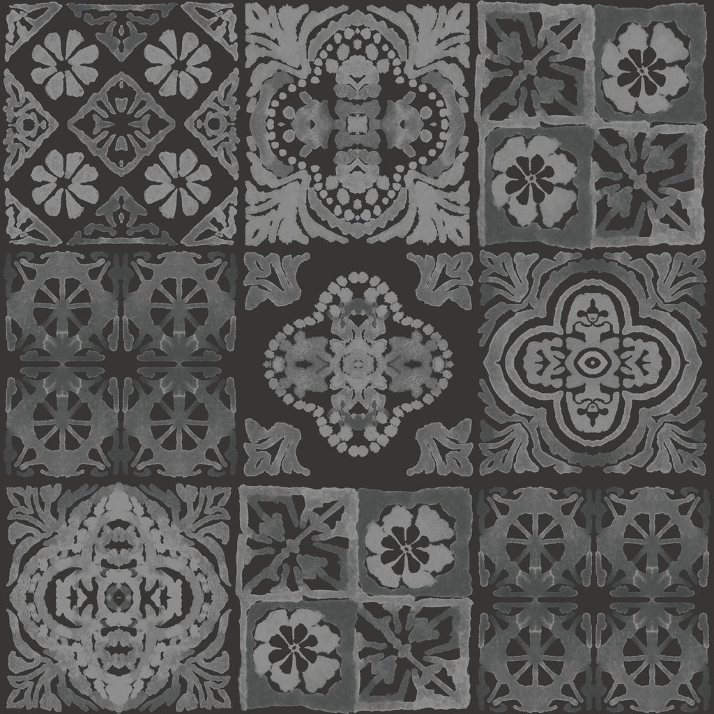 RoomMates Marrakesh Tile Peel & Stick black/gray Wallpaper