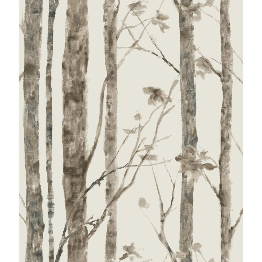 RoomMates Trees Peel & Stick brown/taupe Wallpaper