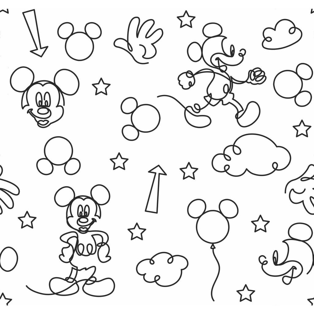 RoomMates Disney Mickey Mouse Line Art Peel & Stick black Wallpaper