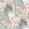 Roommates Retro Tropical Leaves Peel And Stick Pink Wallpaper