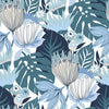 Roommates Retro Tropical Leaves Peel And Stick Blue Wallpaper