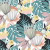 Roommates Retro Tropical Leaves Peel And Stick Yellow Wallpaper