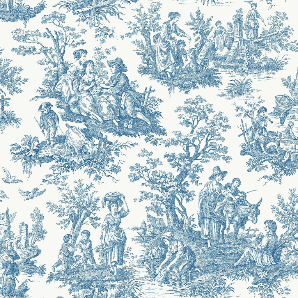 Waverly Country Life Toile Peel & Stick blue Wallpaper
