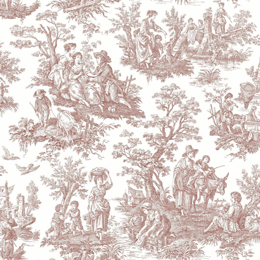 Waverly Country Life Toile Peel & Stick red Wallpaper