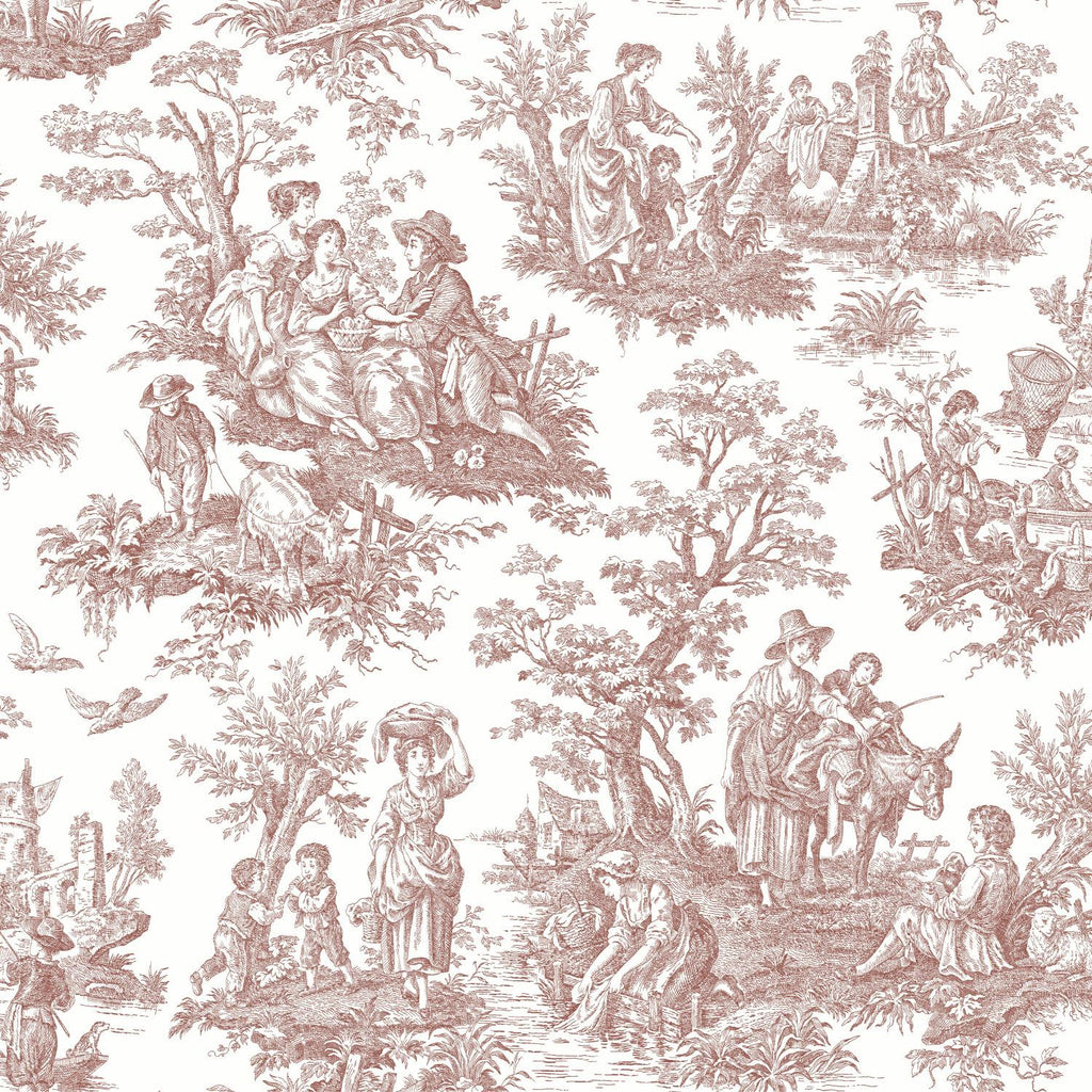 RoomMates Country Life Toile Peel & Stick red/white Wallpaper