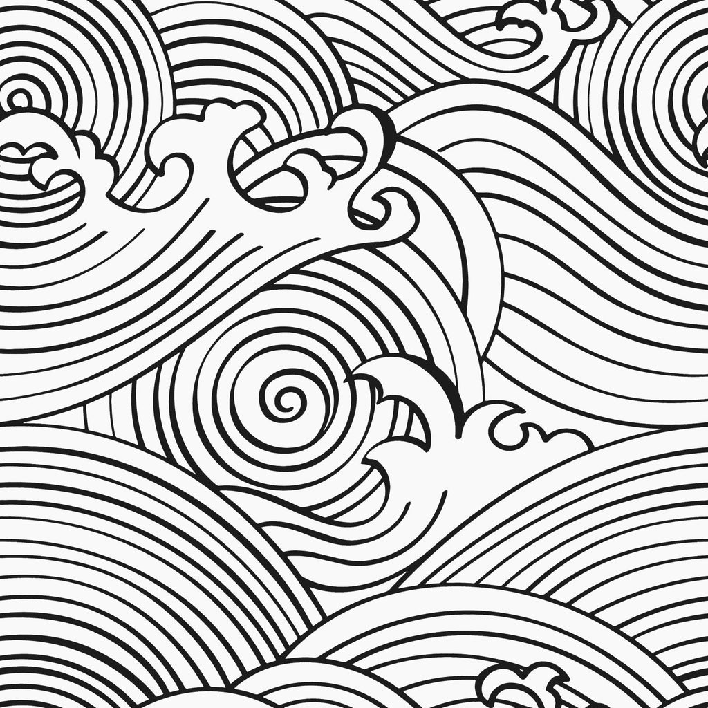 RoomMates Asian Waves Peel & Stick black/white Wallpaper