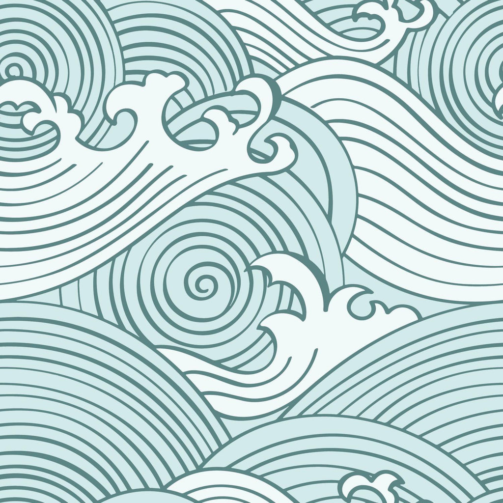 RoomMates Asian Waves Peel & Stick teal Wallpaper