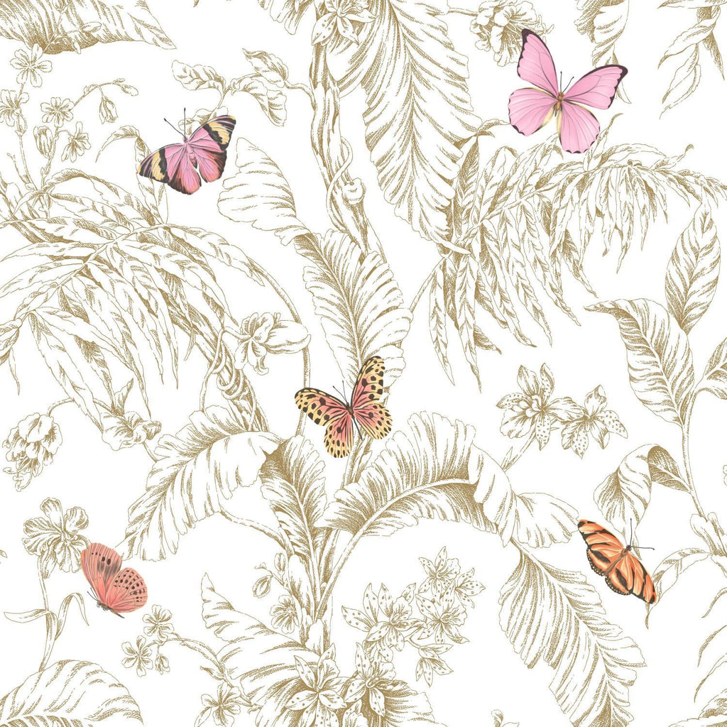 RoomMates Butterfly Sketch Peel & Stick pink Wallpaper