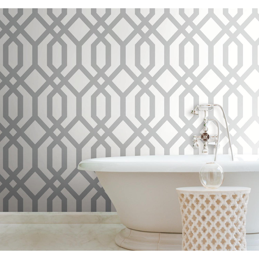 RoomMates Gazebo Lattice Peel & Stick grey/white Wallpaper