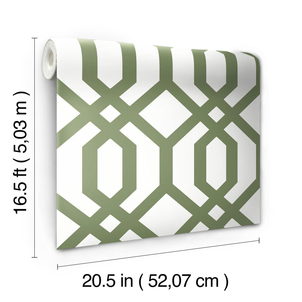 RoomMates Gazebo Lattice Peel & Stick green/white Wallpaper