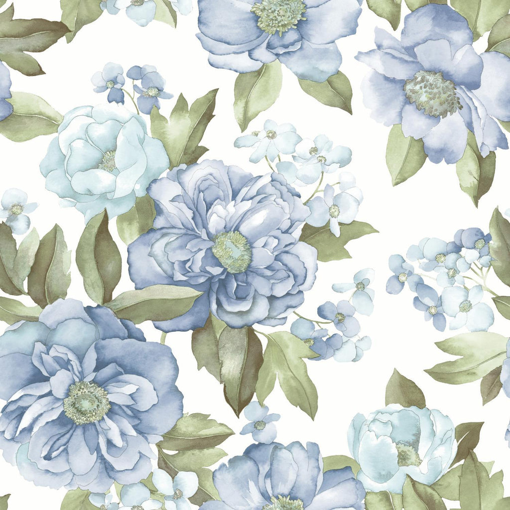 RoomMates Watercolor Floral Bouquet Peel & Stick blue Wallpaper