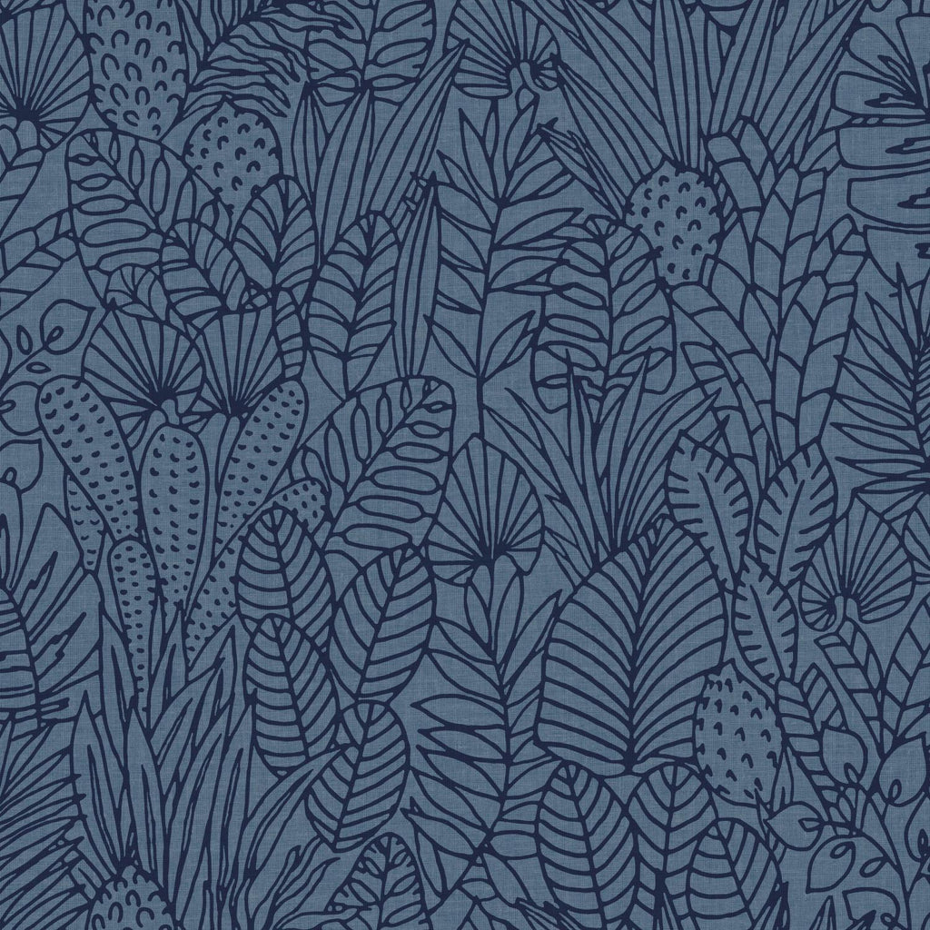 RoomMates Tropical Leaves Sketch Peel & Stick blue Wallpaper