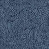 Roommates Tropical Leaves Sketch Peel & Stick Blue Wallpaper