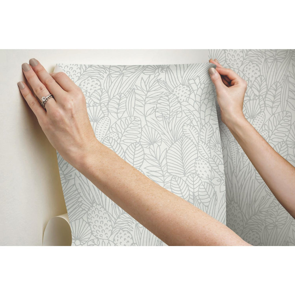 RoomMates Tropical Leaves Sketch Peel & Stick beige/grey Wallpaper