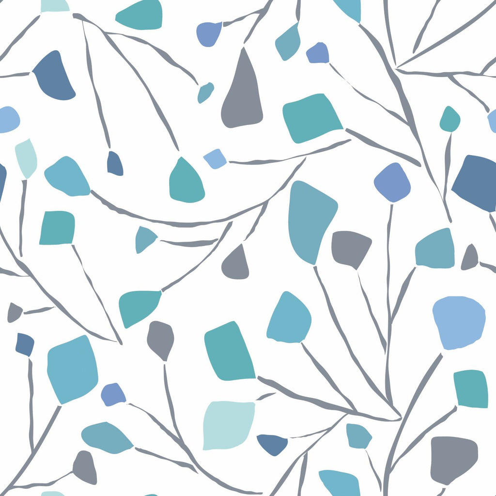 RoomMates Terrazzo Branch Peel & Stick blue/white Wallpaper